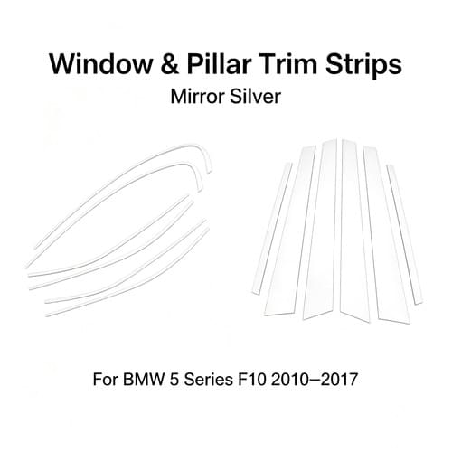 Window & Pillar Trim Strips For BMW 5 Series F10 2010–2017 Stainless Steel Silver Black