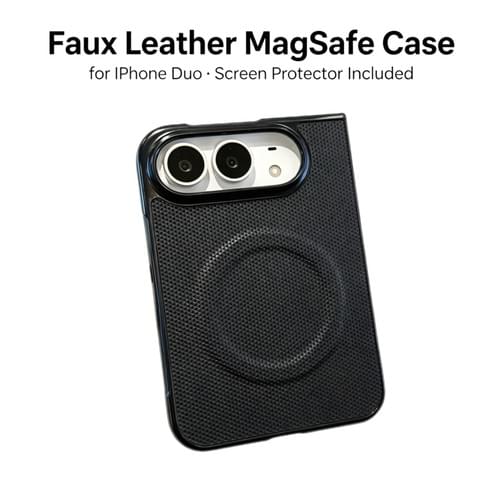 Faux Leather MagSafe Textured Case for iPhone Duo with Built-in Magnetic Ring