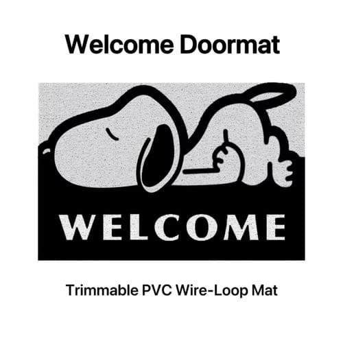 PVC Wire Loop Door Mat, 4 Styles Cartoon Welcome Doormat, Trimmable Non‑Slip Entry Rug for Home
