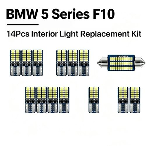 14PCS Car Interior LED Light Kit For BMW 5 Series F10 2010-2017 6000K White Plug & Play Replacement