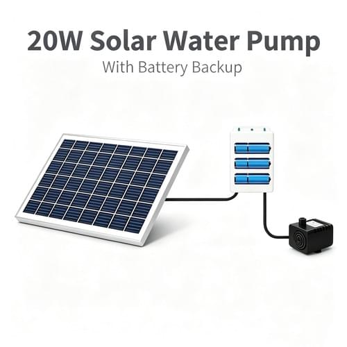 Solar Water Pump 10W/20W Submersible Solar Panel Pond Fountain Pump with Battery Options