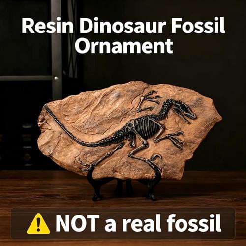 Simulated Dinosaur Fossil Resin Ornament, Decor Display Model With Free Stand