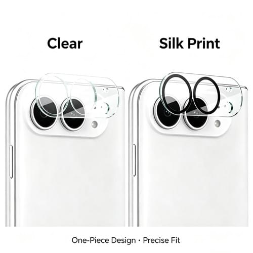 9H Tempered Glass Full Cover Camera Lens Protector for iPhone Duo - Clear / Silk Print