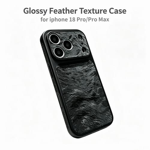 Glossy Feather Texture Phone Case Full Camera Protection Cover for iPhone 18 Pro / 18 Pro Max