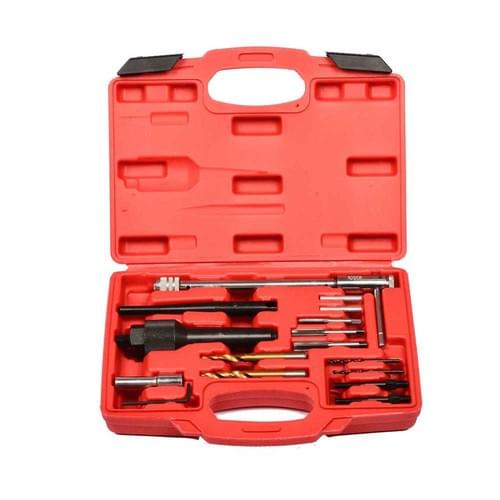 SK1095 16 Pcs Damaged Glow Plug Removal Garage Drill & Wrench Kit