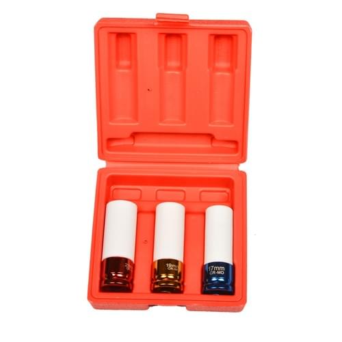 SK1503 3pcs Deep Impact Wheel Nut Socket 17mm 19mm 21mm
