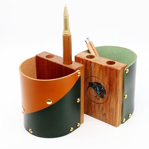 NZ WOOD + LEATHER DESK ORGANIZER (2026 new)