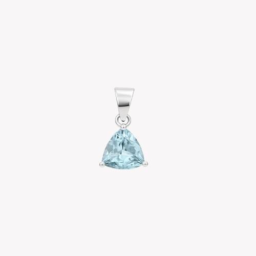 Pendant in Silver set with one Triangle Light Blue Aquamarine