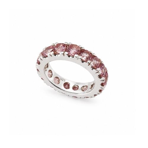 1 Engagement Ring in Silver Eternity with 14 pink Garnet 53