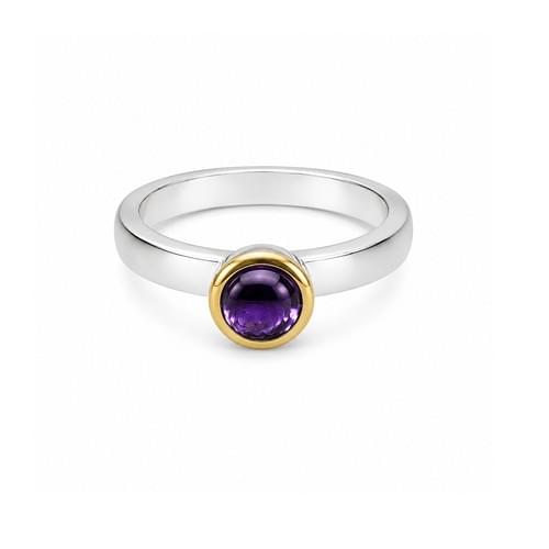 Ring in Silver with one round facetted Amethyst size 54