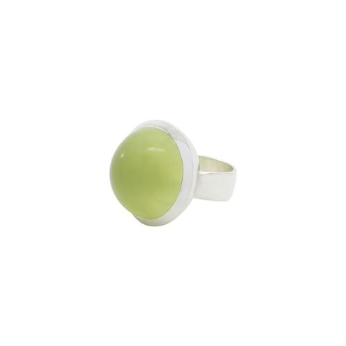 Ring in Silver Collection C Round Cabochon Light Green Flourite size 52