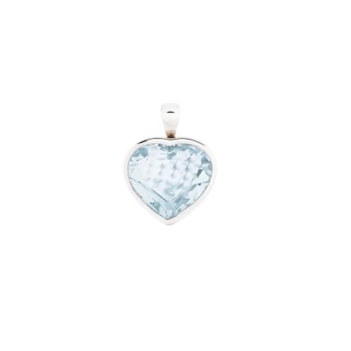 Pendant in Silver set with one Heart Shaped Light Blue Topaz