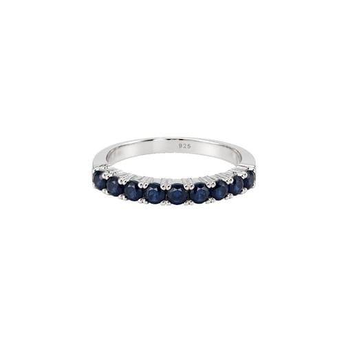 Ring in Silver set with 9 dark blue Sapphire size 52