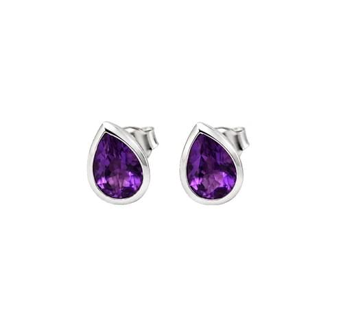 Earring in Silver with each one pear shaped Amethyst