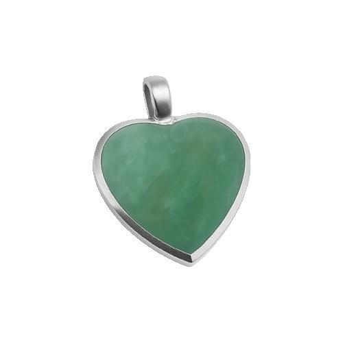 Pendant in Silver „Collection C“ set with one Big Heart Shaped Aquamarine Cabochon