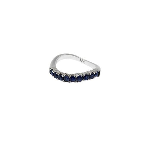 Ring in Silver set with 9 dark blue Sapphire size 53