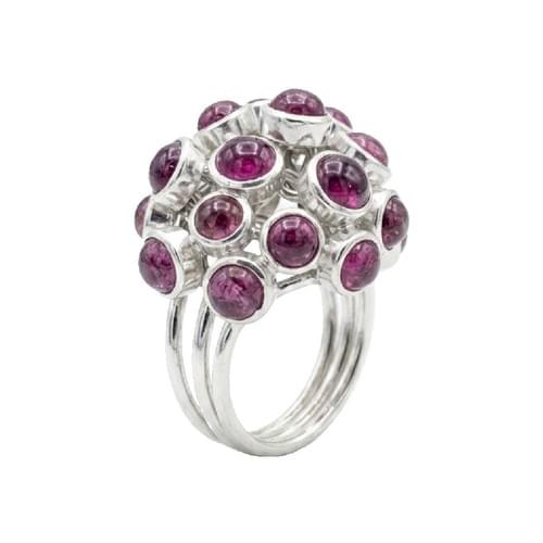Ring in Silver with a Bunch of Pink Tourmaline size 53