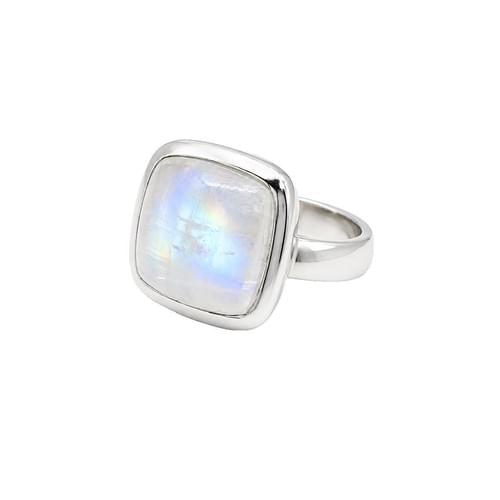 Ring in Silver with a one Square Blueshine Moonstone size 53