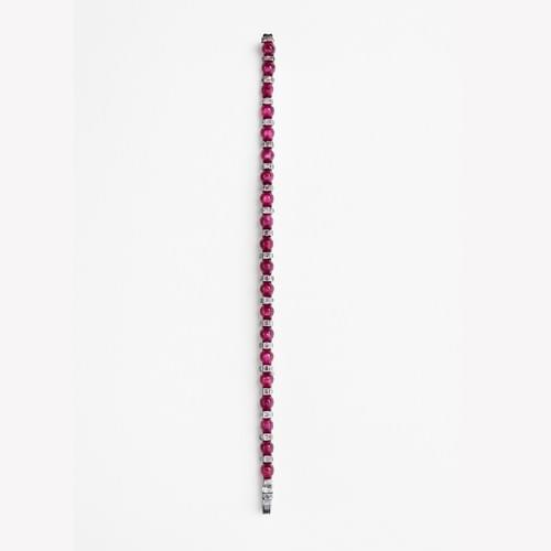 Bracelet in Silver with oval cabochon Pink Garnet