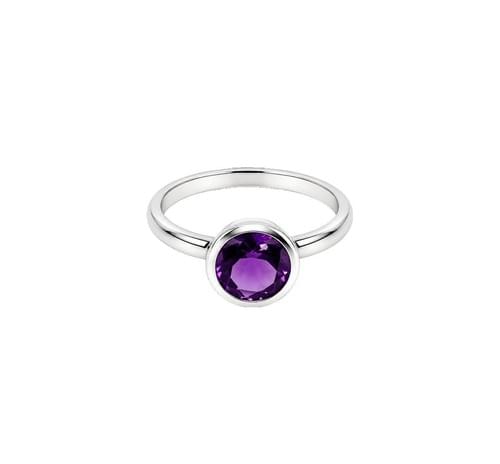 Ring in Silver with one round Amethyst 53