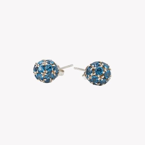 1 Pair of Silver Earring with each 10 small round Blue Topaz
