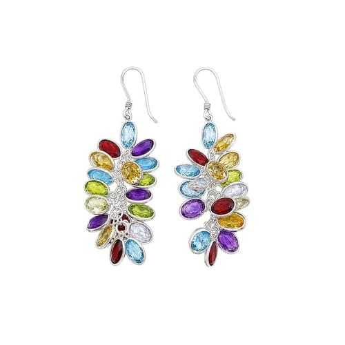 Earring Hanging in Silver with a Bunch of Different Color Stones