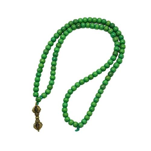 Mala with 108 Wood Beads Green and Vajra