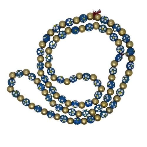 Mala with 108 Beads Plastic in Gold and Blue with a Mermaid BoBo Pendant