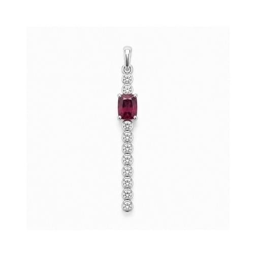 Pendant in Silver Pink Rhodolite Garnet and 10 White Sapphire