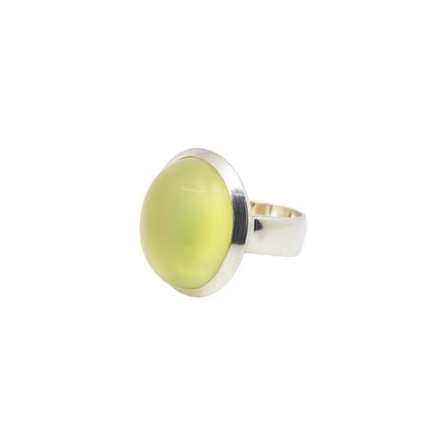 Ring in Silver Collection C Oval Cabochon Light Green Flourite size 55