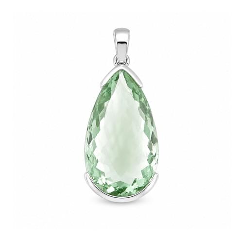 Pendant in Silver with Light Green Quartz
