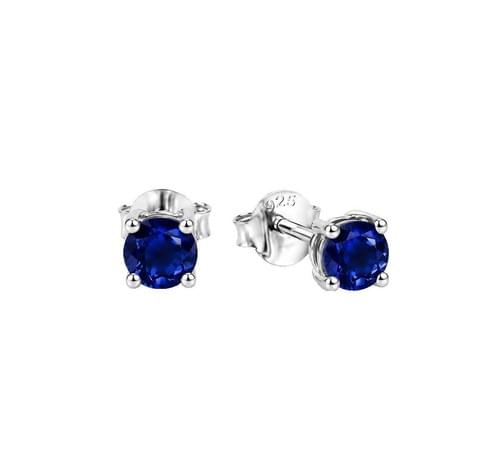 Earring in Silver with Blue Sapphire