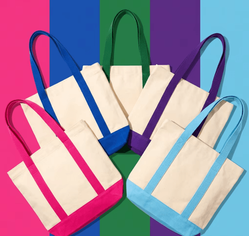 Aloha Bay Eco Friendly Reusable Portable Canvas Tote Bag Open Embroidery Multi Color Heavy Duty Cott