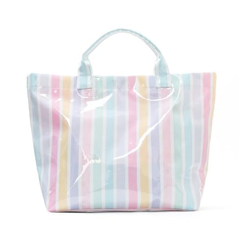 Wholesale Ladies Striped PVC Tote Bag with Polyester Lining Open Closure Waterproof Large Capacity f