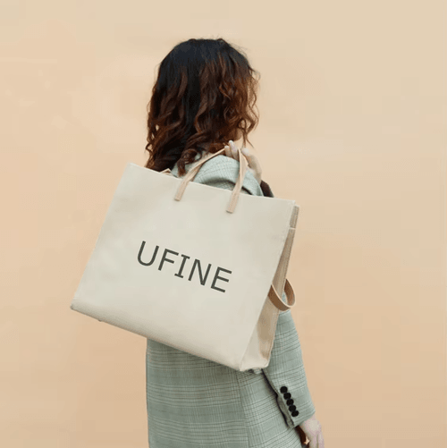 Classic Cotton Canvas Tote Bag Women Custom Large Capacity Square Handbag Three Straps Zipper Fashionable Daily Beach Portable