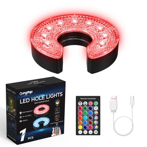 KINGTOP Rechargeable LED Golf Hole Light - Waterproof, Focused Illumination Lens, Remote-Controlled,