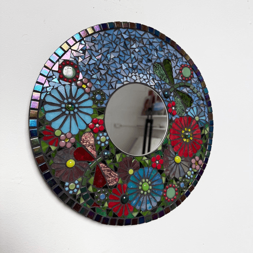 Day Flower Round Mosaic Mirror 30cm