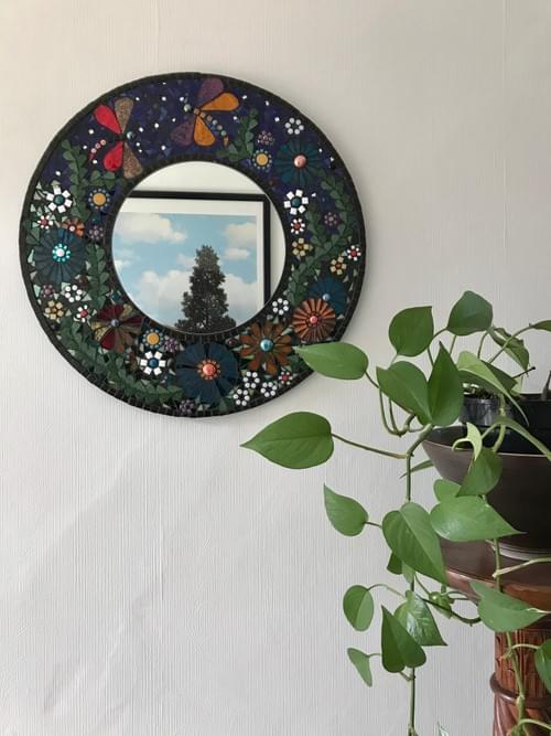 Copper Teal Mosaic Mirror 50cm