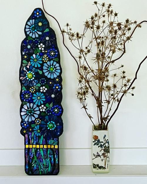 Tall Blue Delphinium Vase Mosaic