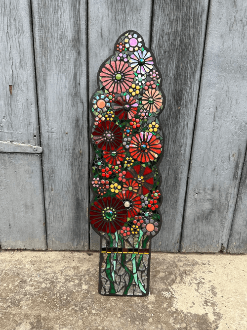 Tall Red Verbascum Vase Mosaic