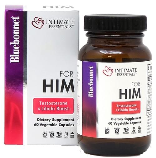 Bluebonnet Kosher Intimate Essentials for Him Testosterone and Libido Boost 60 Vegetable Capsules