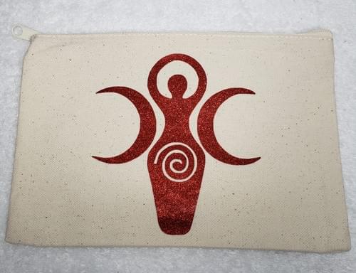 Canvas Zipper Pouch - Triple Moon Spring Goddess