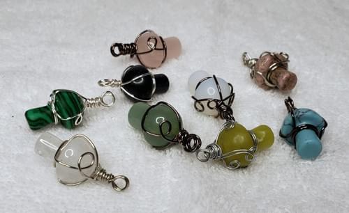 Wire-Wrapped Jewelry - Mini Gemstone Mushroom Pendant