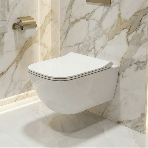 Cuvette suspendue Geberit Smyle Square Rimfree avec fixations cachées et abattant soft-close