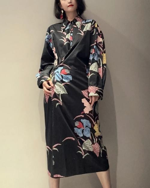 Black Floral Print Dress