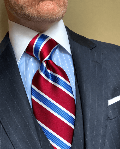 NEW Red Light Blue Twill Striped Tie