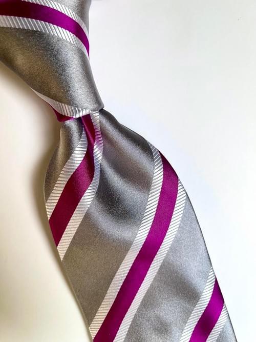 NEW Silver Rose Twill Striped Tie