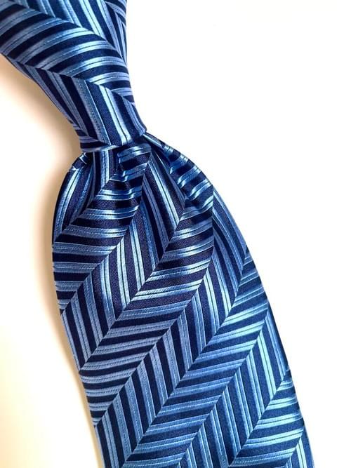 NEW Blue Herringbone Striped Tie