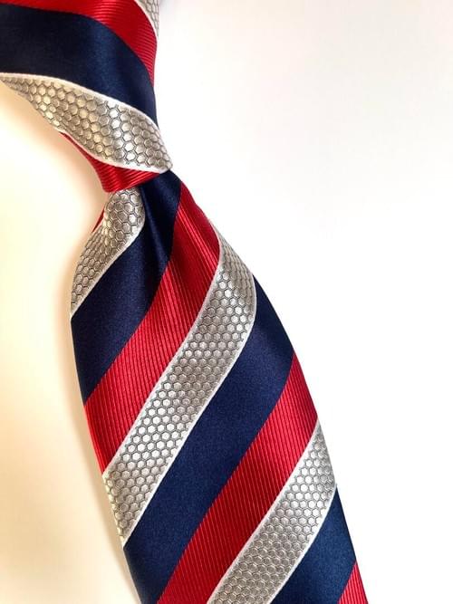 NEW Red Navy Hex Striped Tie