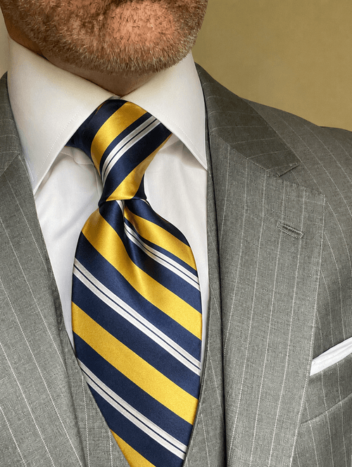 NEW Gold Navy Power Striped Tie
